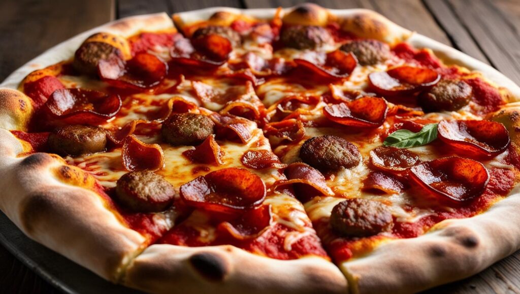 Meat lovers pizza paired with Cabernet Sauvignon