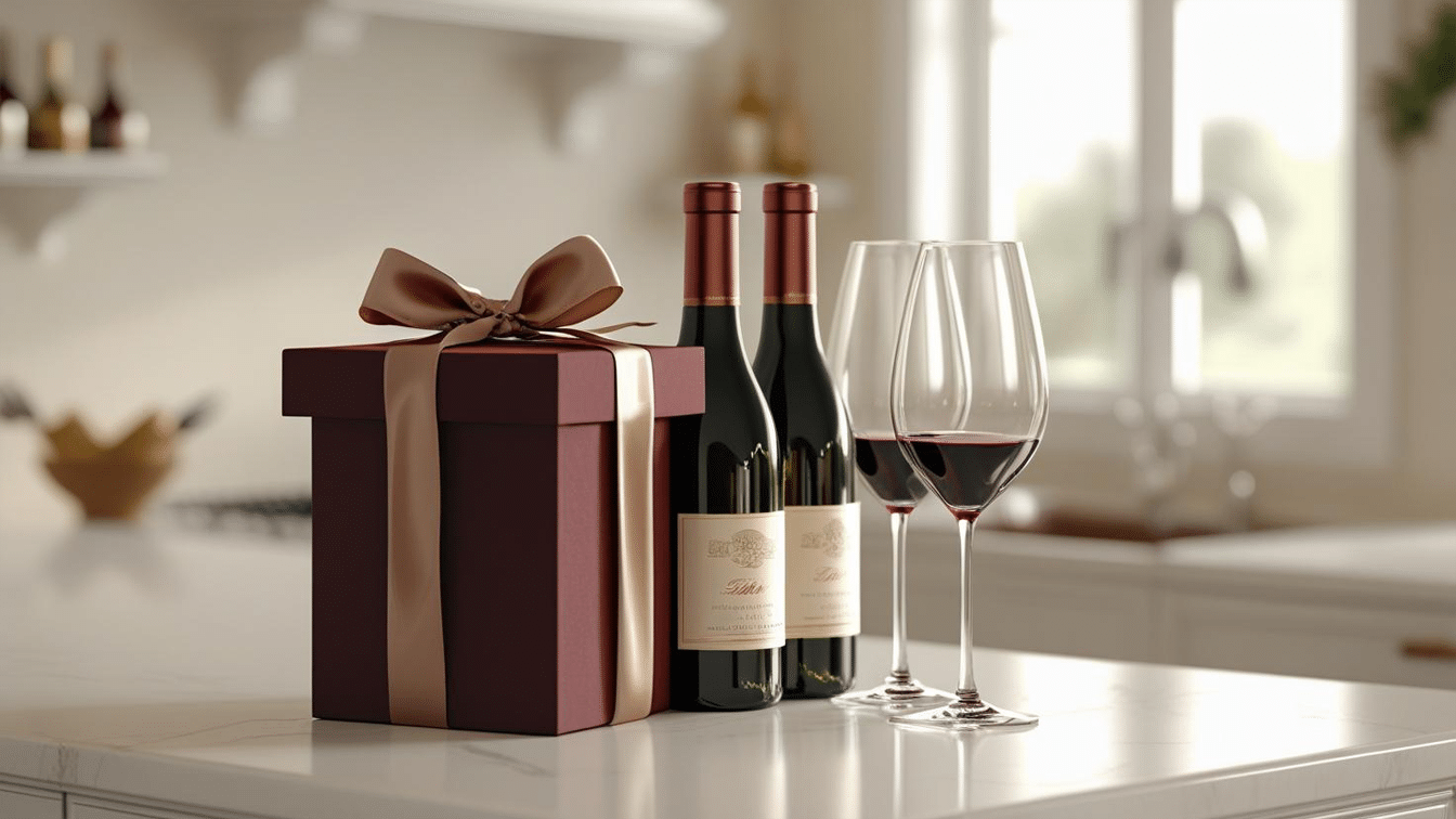 Gift box with wine bottles and glasses – best wine clubs for gifting 2025