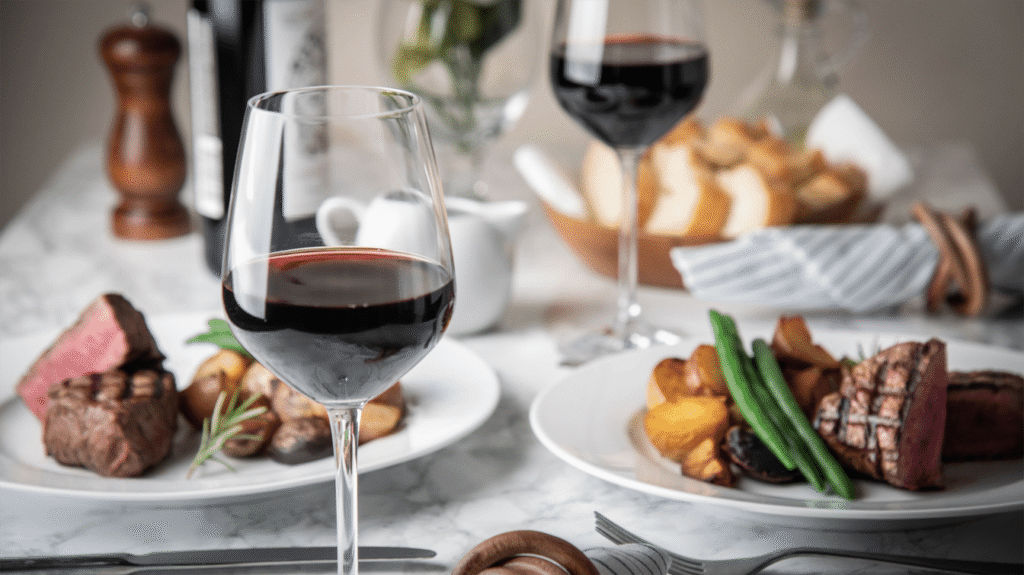 Red wine and food pairing examples: steak